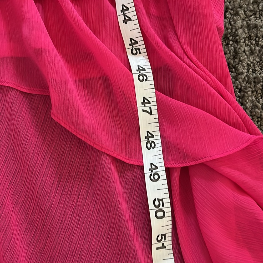 NWT Calvin Klein Cocktail Dress Size 10 Hibiscus High Low Chiffon - Picture 12 of 15
